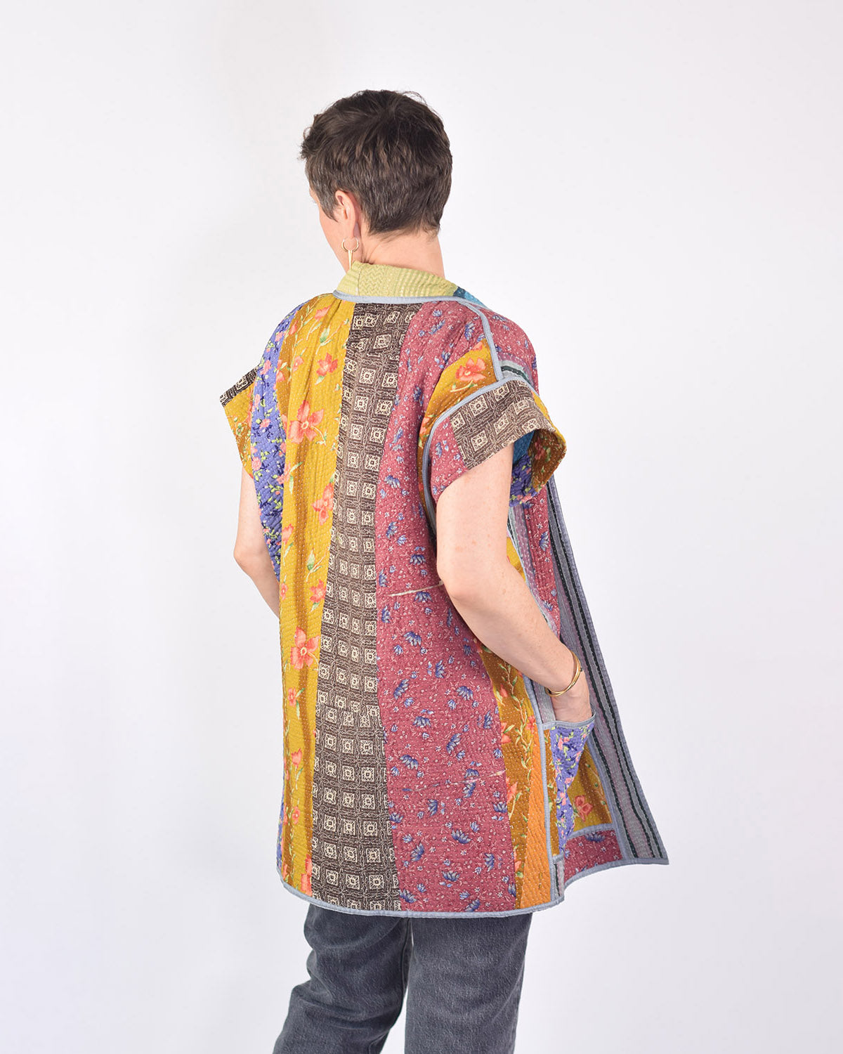 Maddie Cape - Reversible Jacket/Vest - Repurposed Kantha Quilts -03 image 0