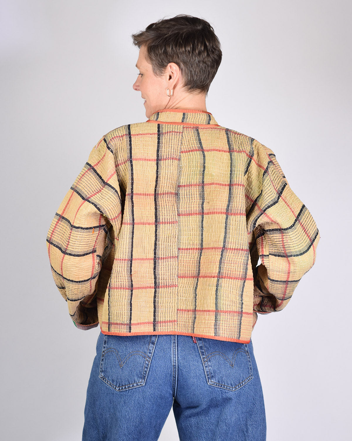 Sofie Quilted Reversible Patchwork Kantha Jacket -11 image 4