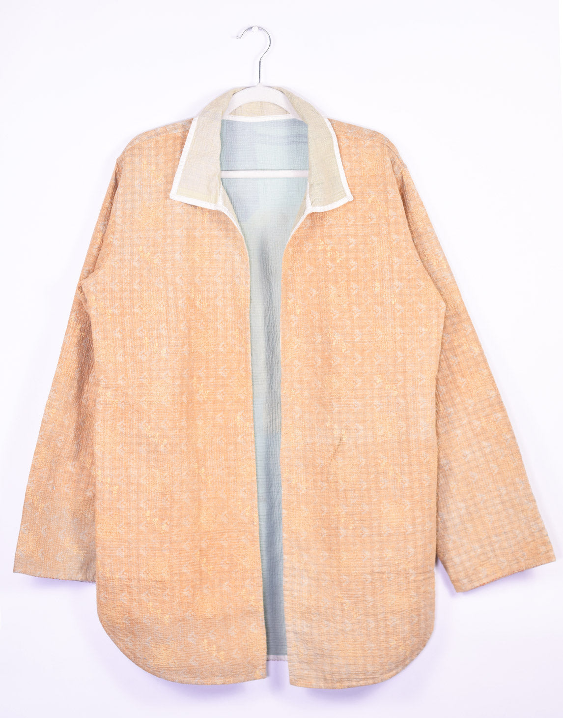 Frankie Long Quilted Reversible Patchwork Kantha Jacket - 04 image 2