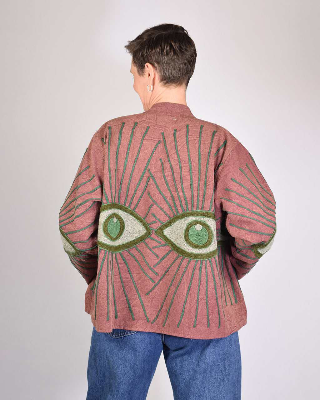 Lightweight Evil Eye Canvas Embroidered Jacket - 05 image 1