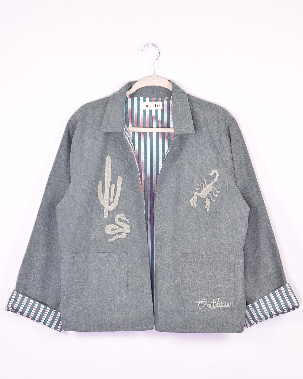 Lightweight "Vintage Outlaw" Canvas Embroidered Jacket - Green image 5