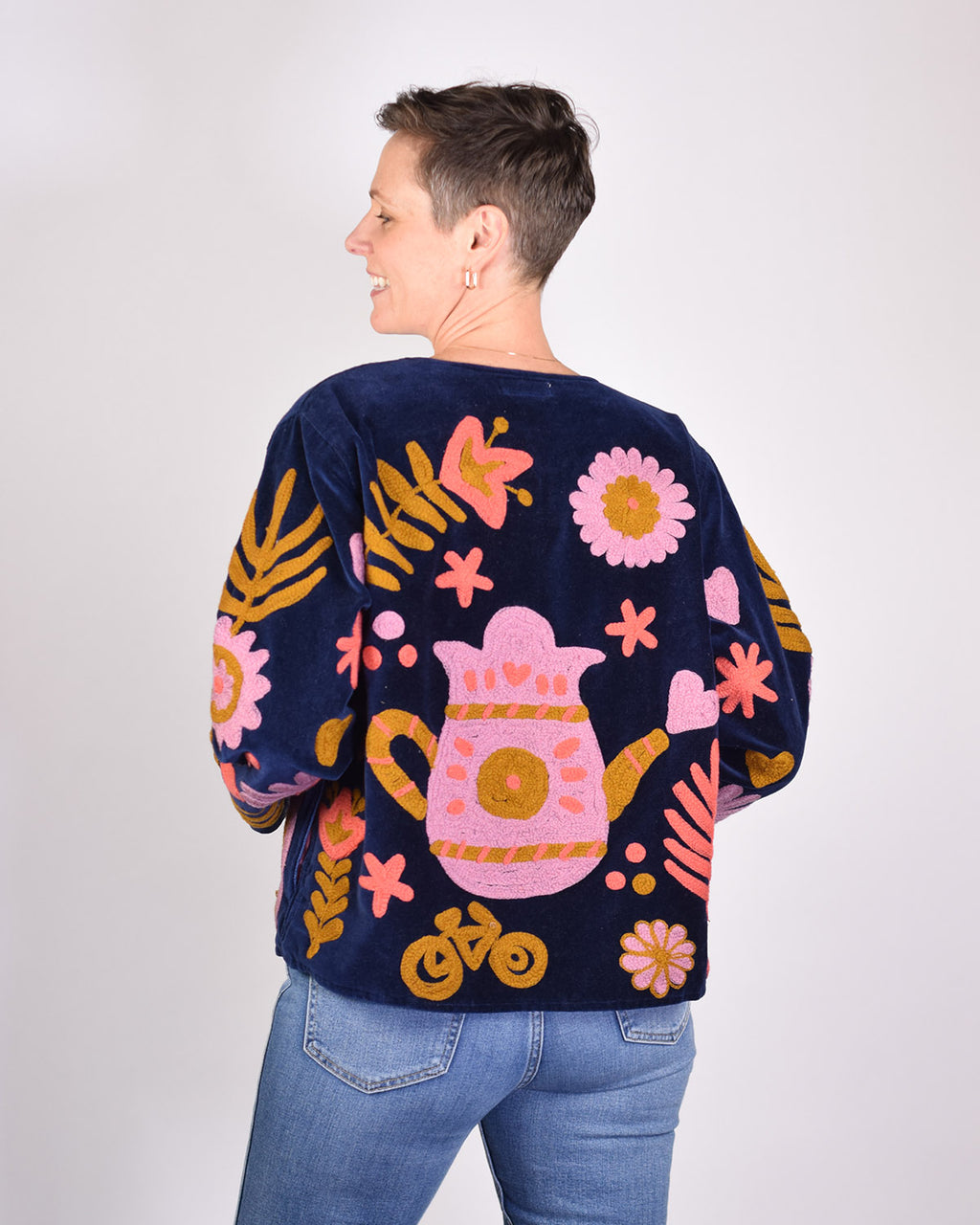 Mellow Mushroom Embroidered Velvet Jacket - 01 image 1