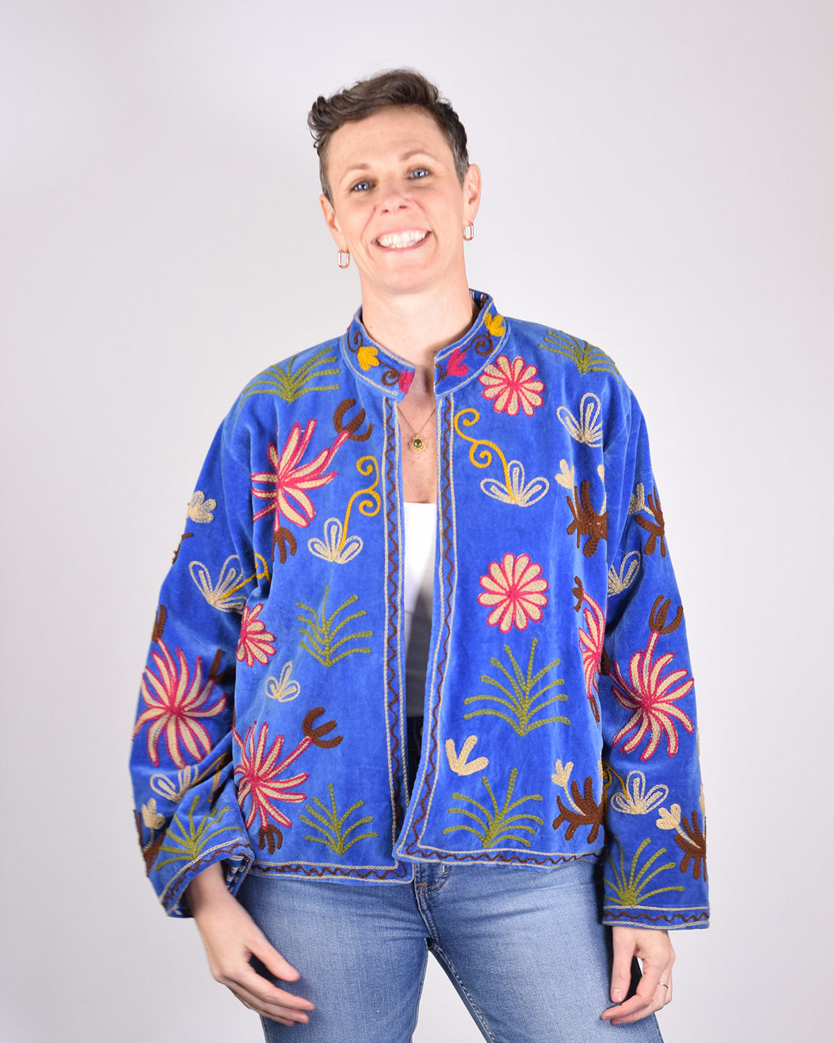 Leopard Jungle Embroidered Velvet Jacket - 01 image 2