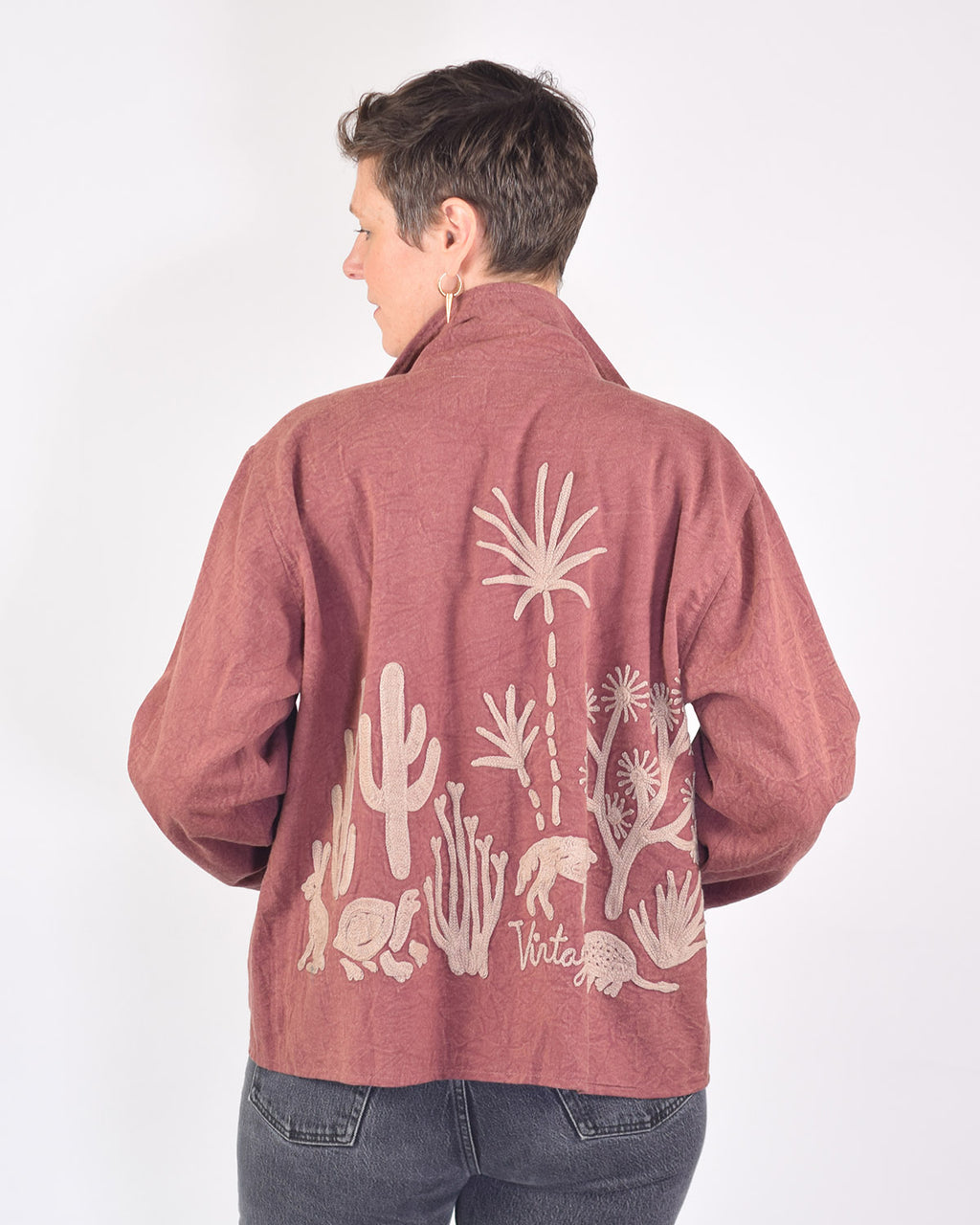 Lightweight "Vintage Outlaw" Canvas Embroidered Jacket - Mauve image 0