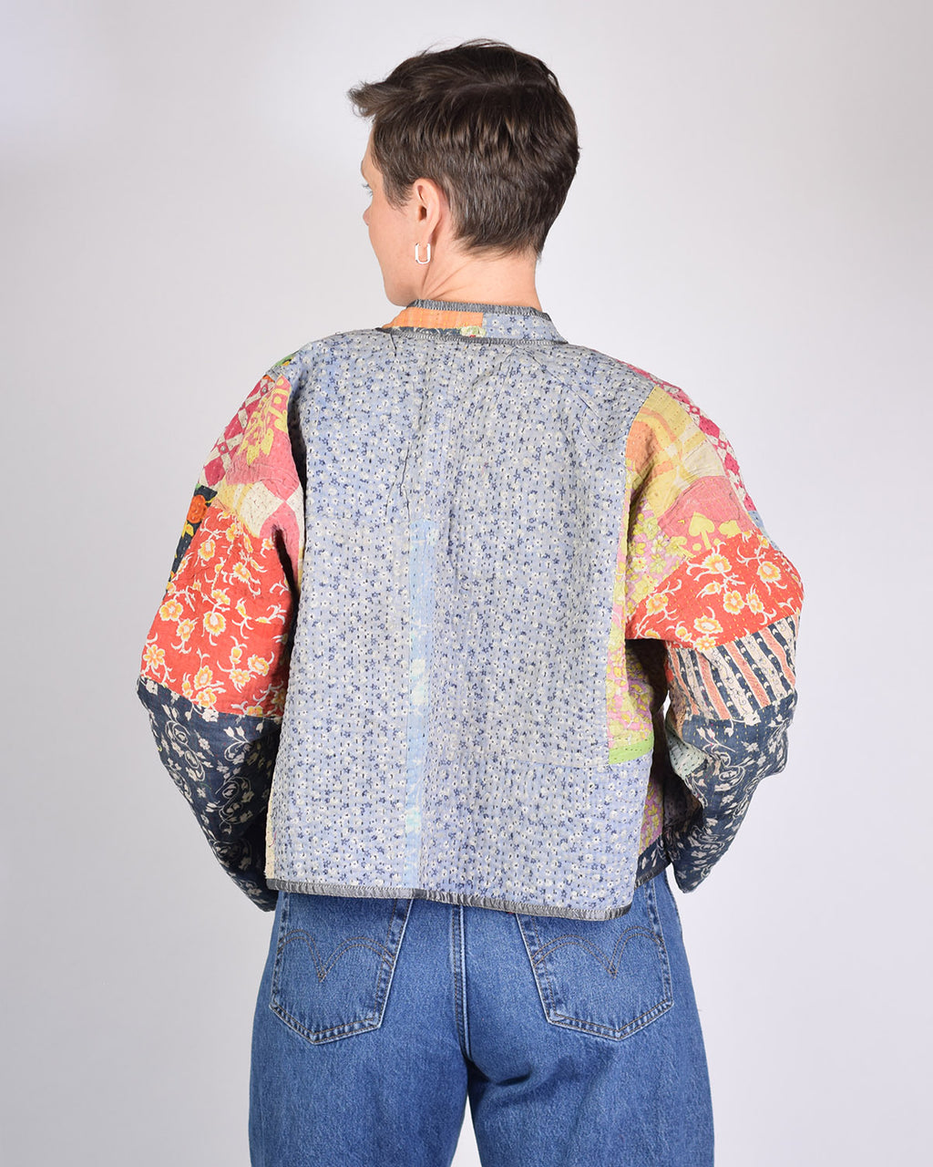 Sofie Quilted Reversible Patchwork Kantha Jacket - 04 image 3