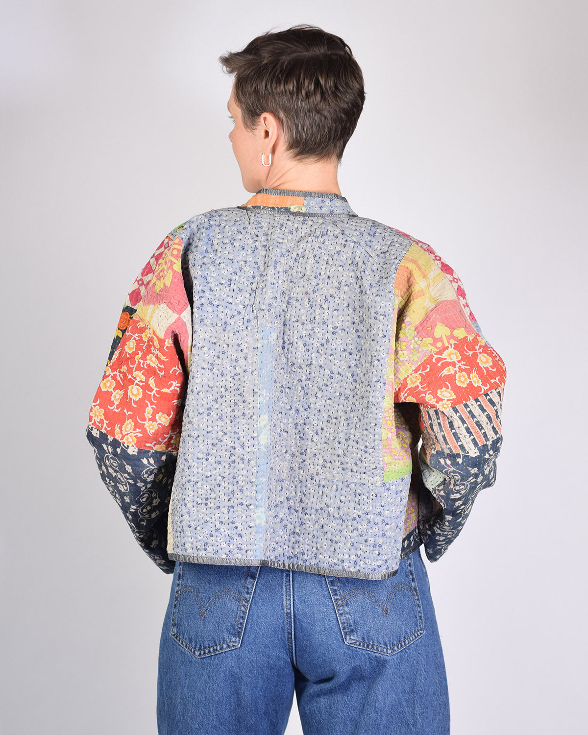 Sofie Quilted Reversible Patchwork Kantha Jacket - 04 image 3