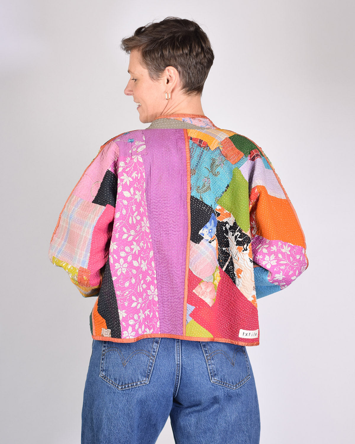 Sofie Quilted Reversible Patchwork Kantha Jacket - 09 image 1