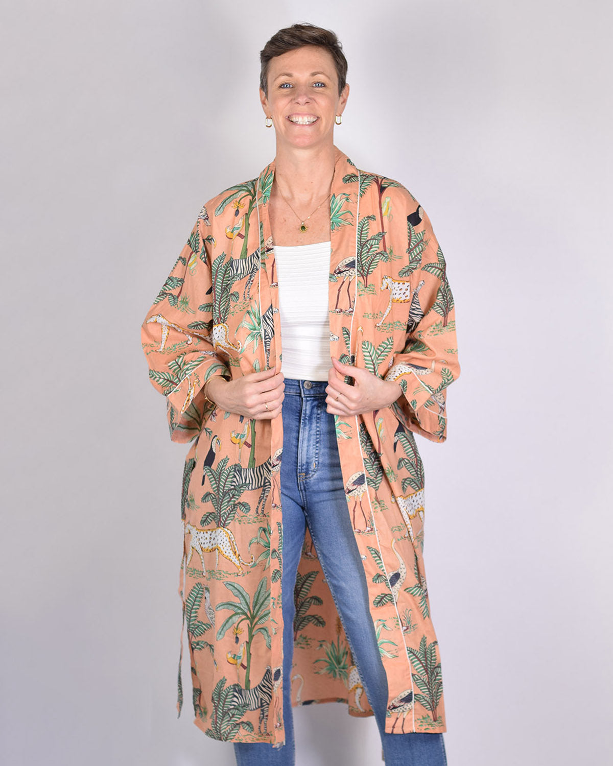 Lightweight Cotton Robe / Kimono - Sunrise Safari image 11