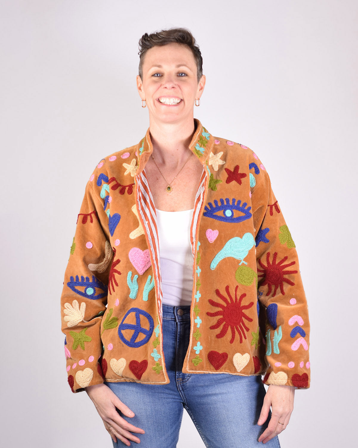Good Vibes Embroidered Velvet Jacket - 04 image 1