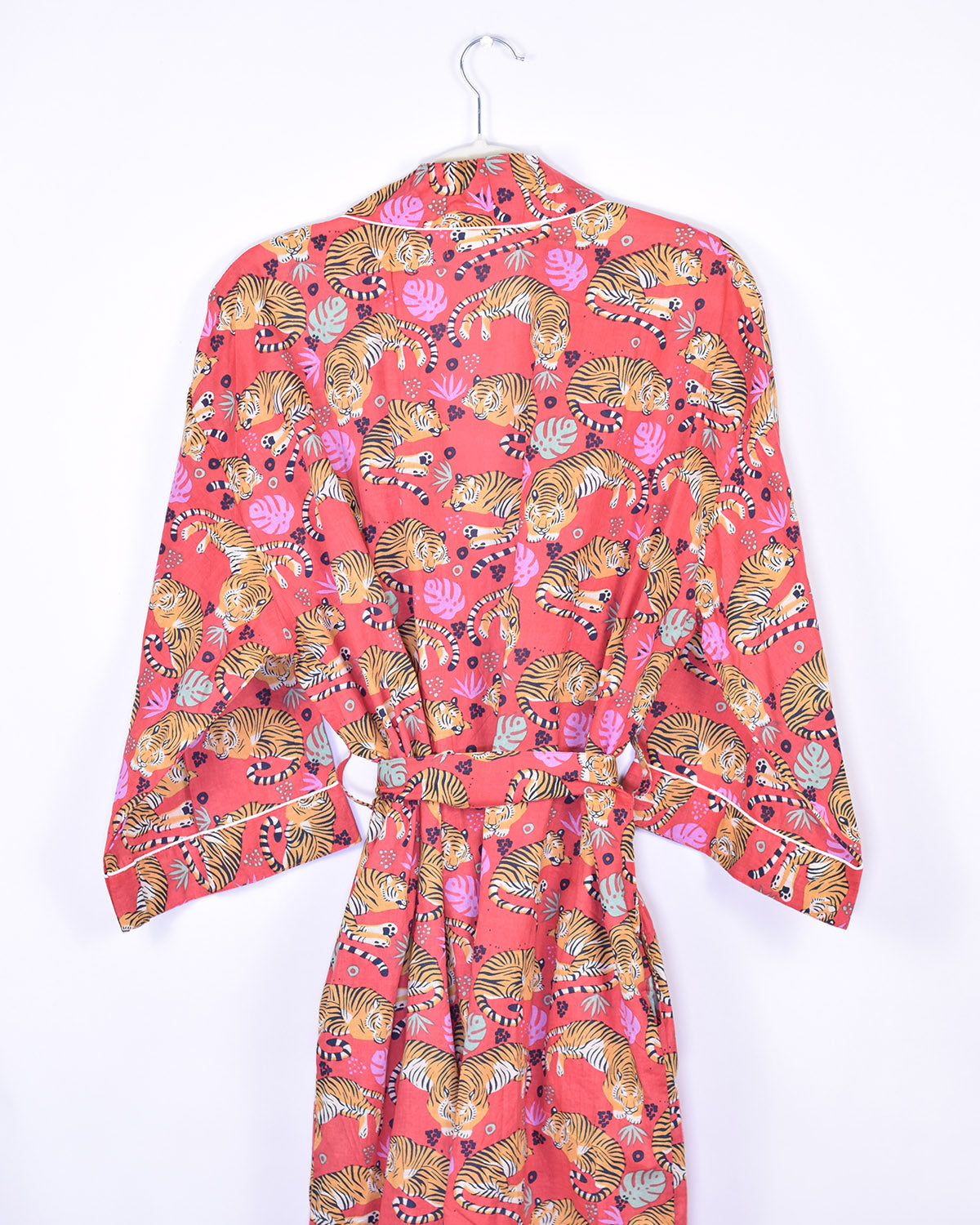 Lightweight Cotton Robe / Kimono - Sleeping Tigers Red image 10