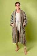 Organic Turkish Cotton Plush Terry Cloth Robe - Cheerful Checkers image 0