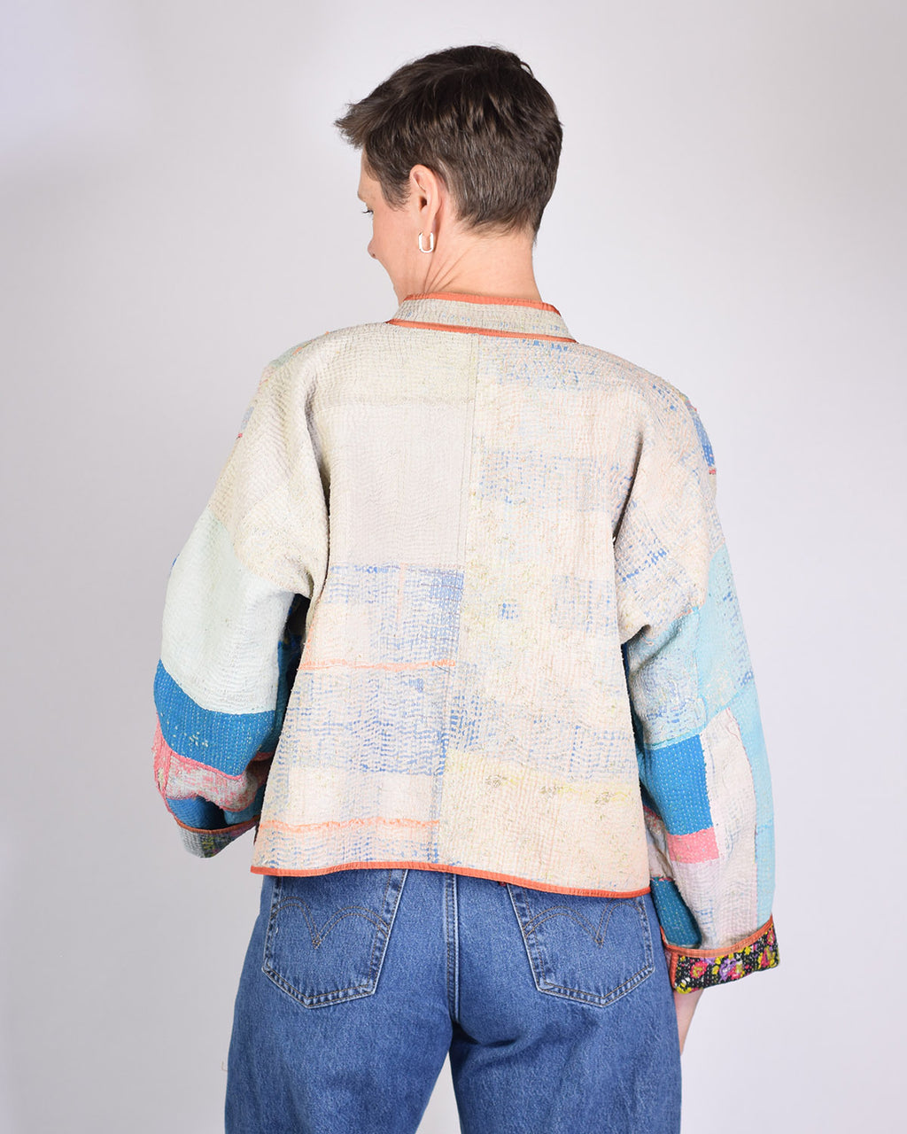 Sofie Quilted Reversible Patchwork Kantha Jacket - 05 image 3