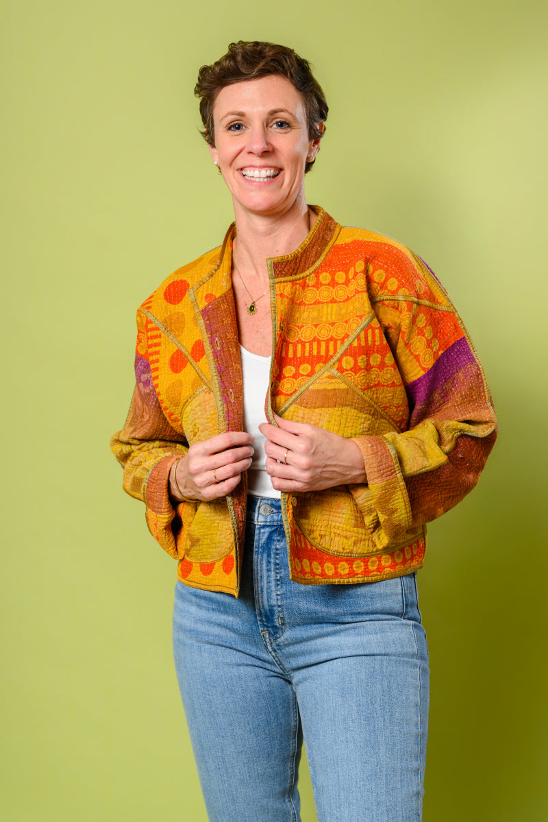 Sofie Quilted Reversible Patchwork Kantha Jacket - 03 image 0
