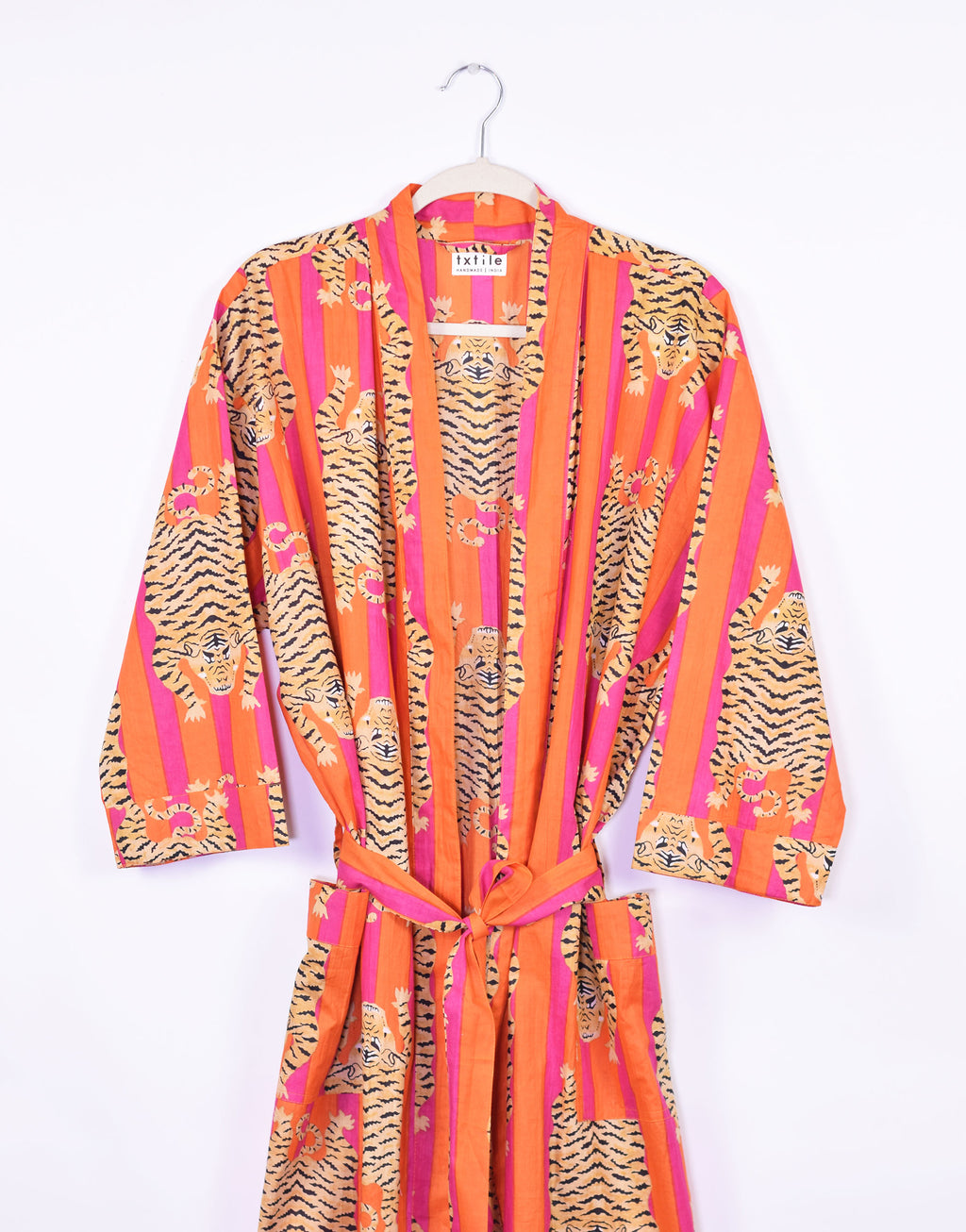 Tiger Robe - Lightweight Cotton - Orange/Pink image 0