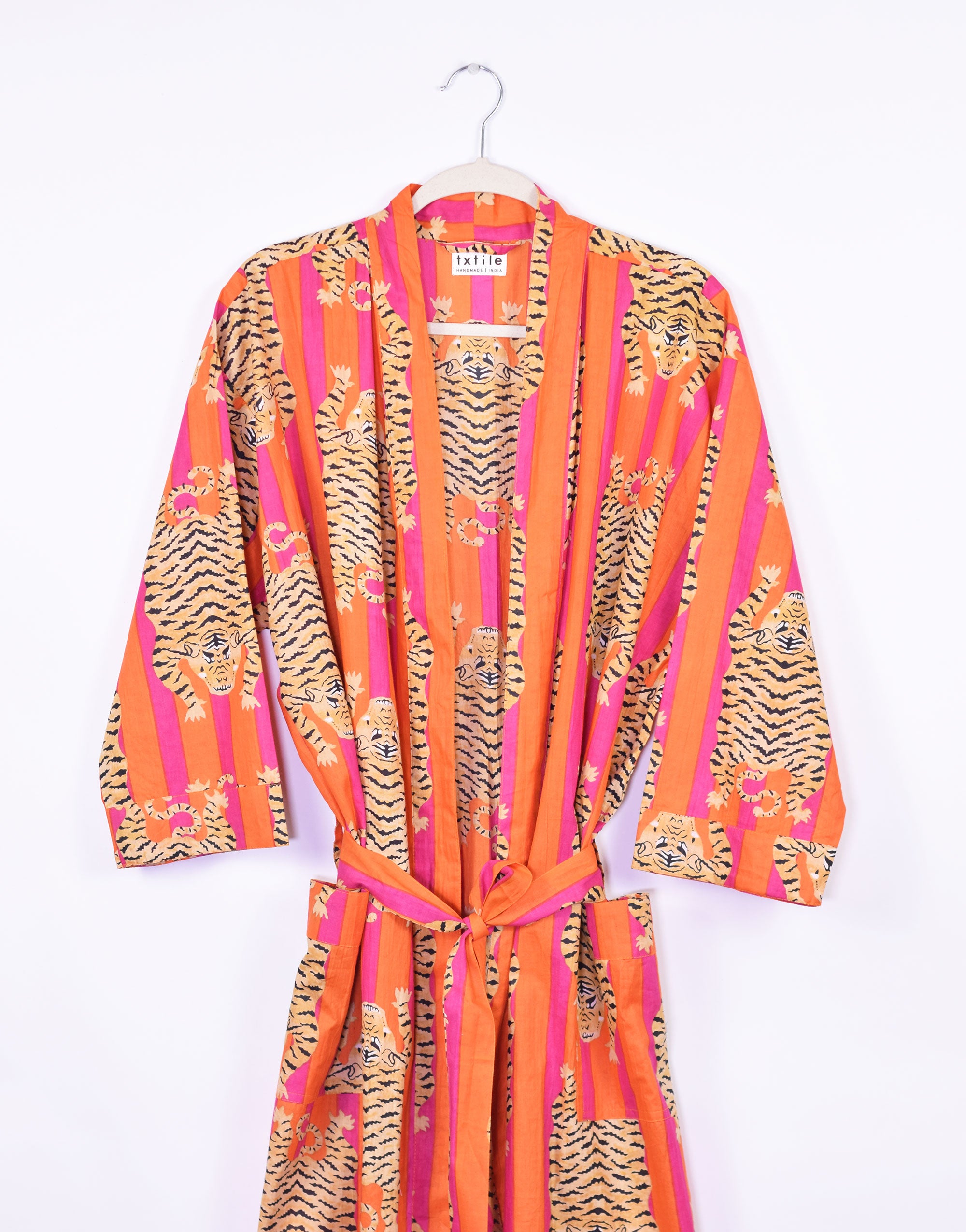 Tiger Robe - Lightweight Cotton - Orange/Pink image 0