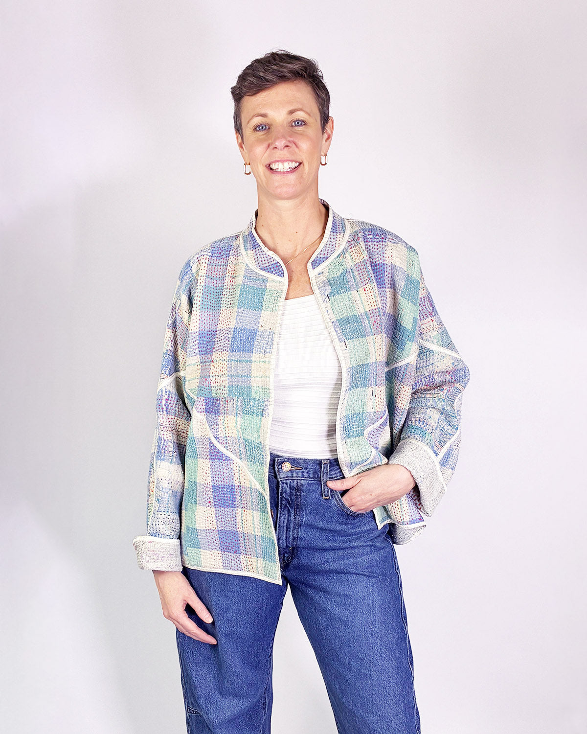 Charlie Quilted Reversible Patchwork Kantha Jacket - 02 image 1