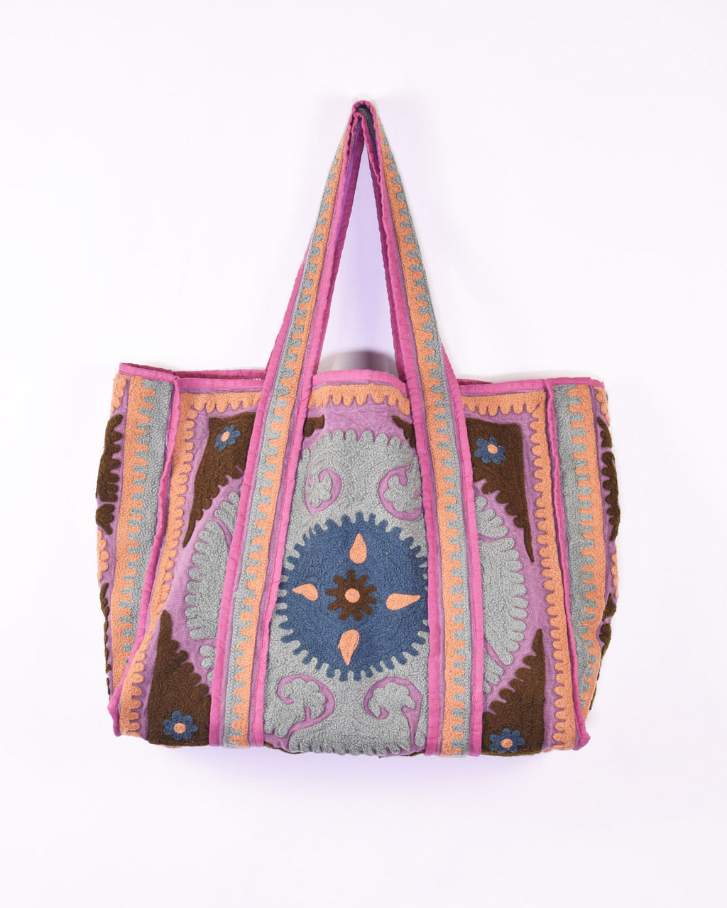 Canvas Suzani Embroidered Oversized Tote Bag - 05 image 0