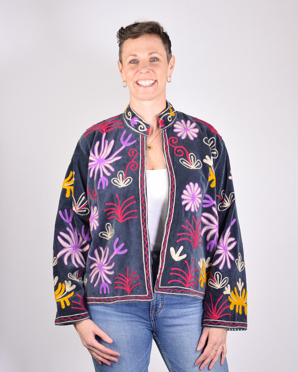 Leopard Jungle Embroidered Velvet Jacket - 05 image 2