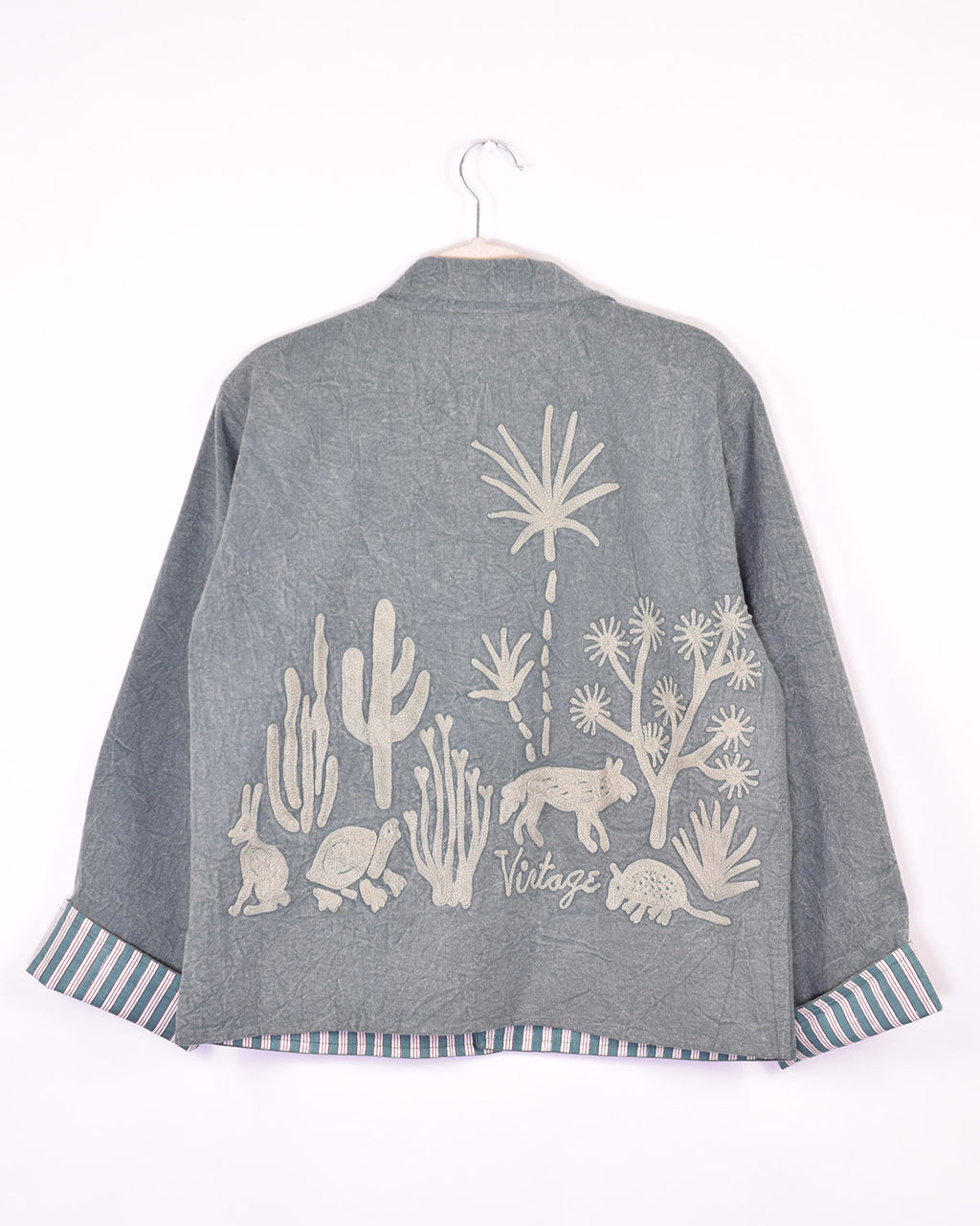 Lightweight "Vintage Outlaw" Canvas Embroidered Jacket - Green image 6