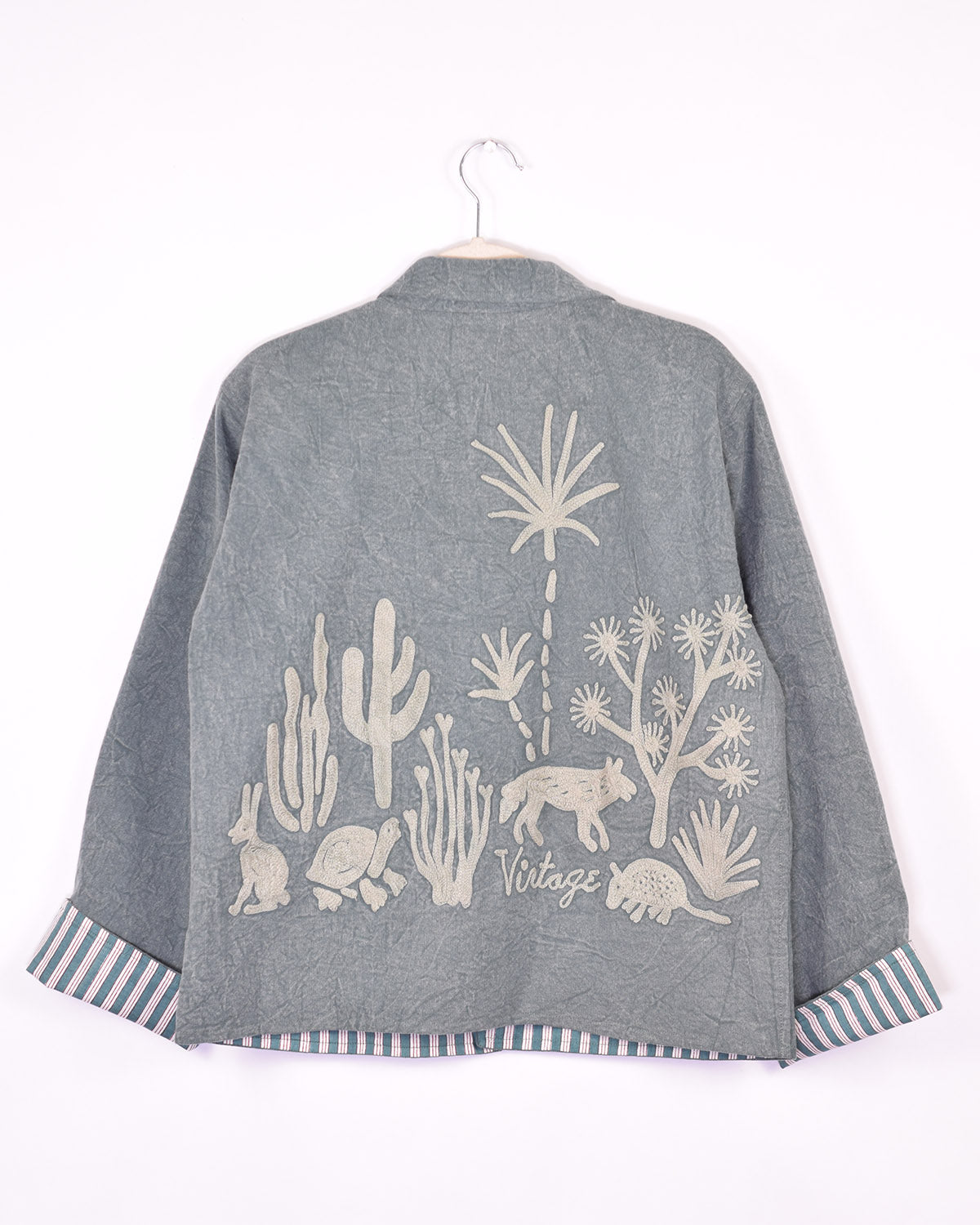 Lightweight "Vintage Outlaw" Canvas Embroidered Jacket - Green image 6