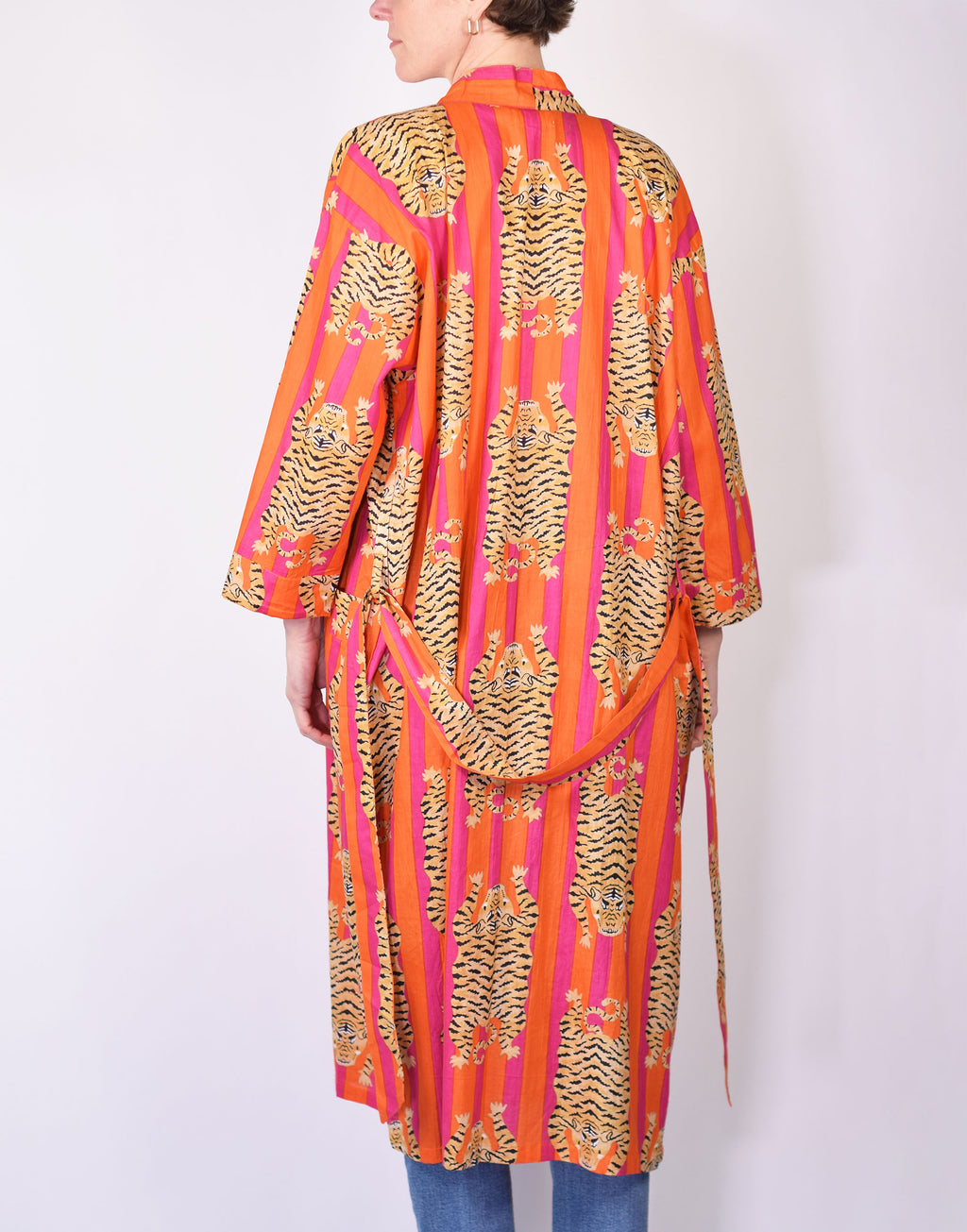 Tiger Robe - Lightweight Cotton - Orange/Pink image 2