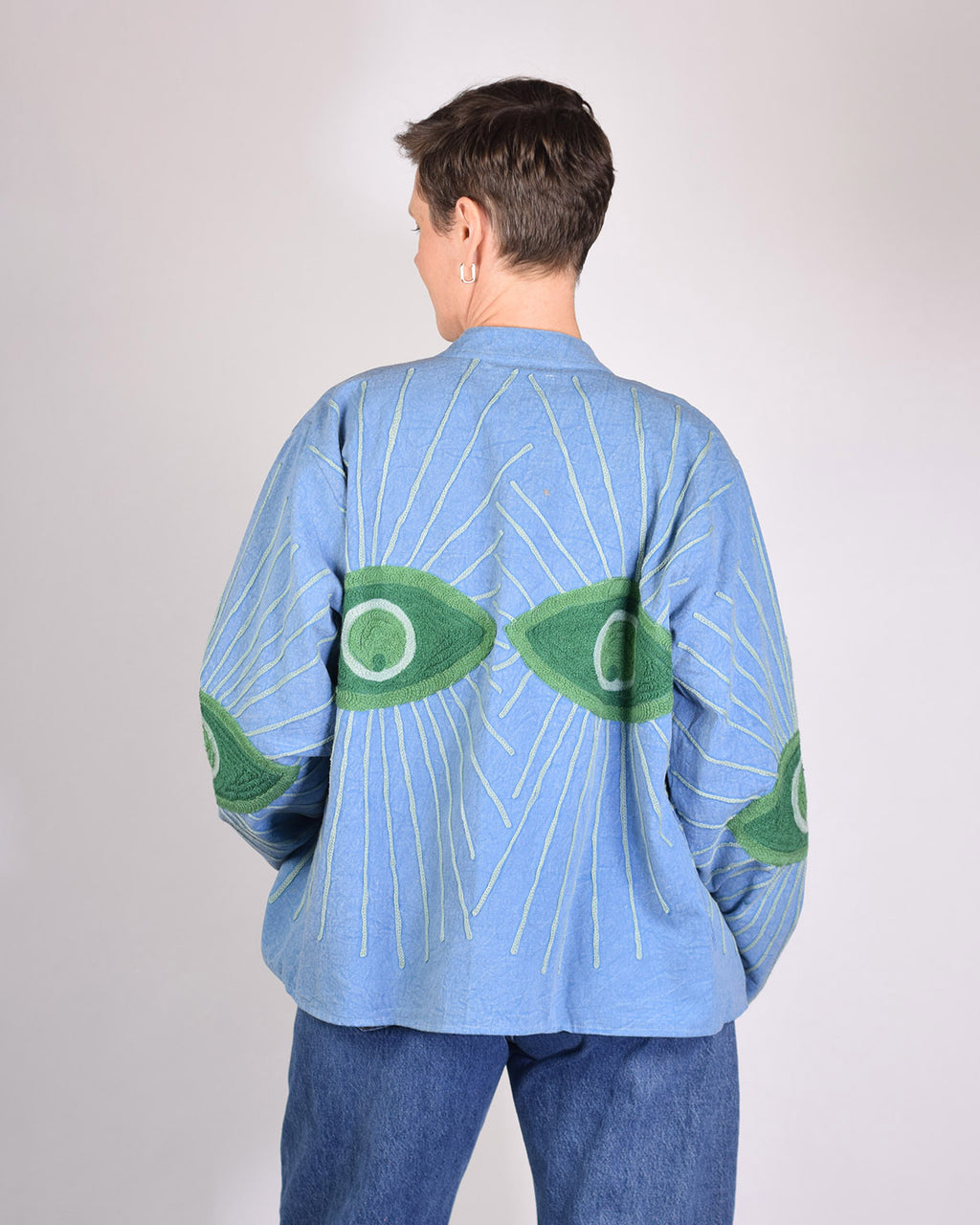 Lightweight Evil Eye Canvas Embroidered Jacket - 07 image 0
