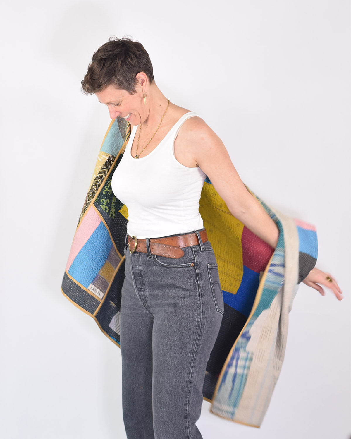 Maddie Cape - Reversible Jacket/Vest - Repurposed Kantha Quilts -02 image 5