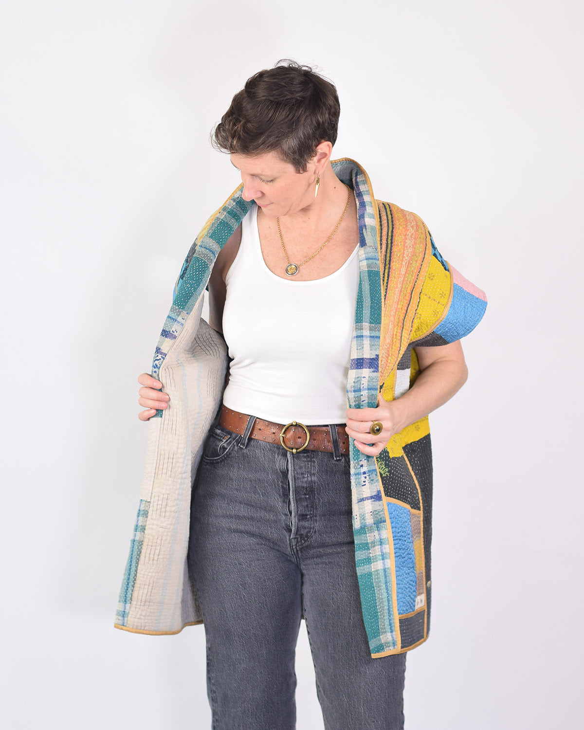 Maddie Cape - Reversible Jacket/Vest - Repurposed Kantha Quilts -02 image 9