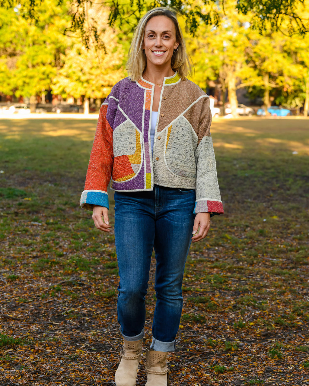 Sofie Quilted Reversible Patchwork Kantha Jacket -16 image 2