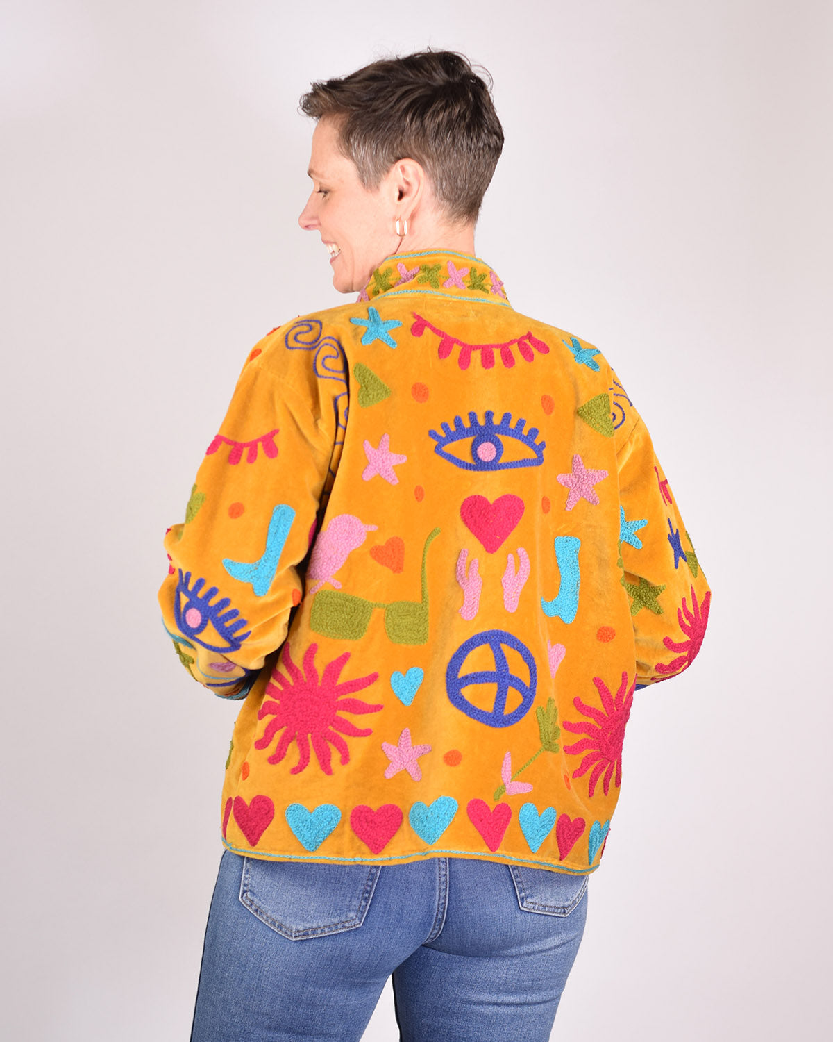Good Vibes Embroidered Velvet Jacket - 02 image 1