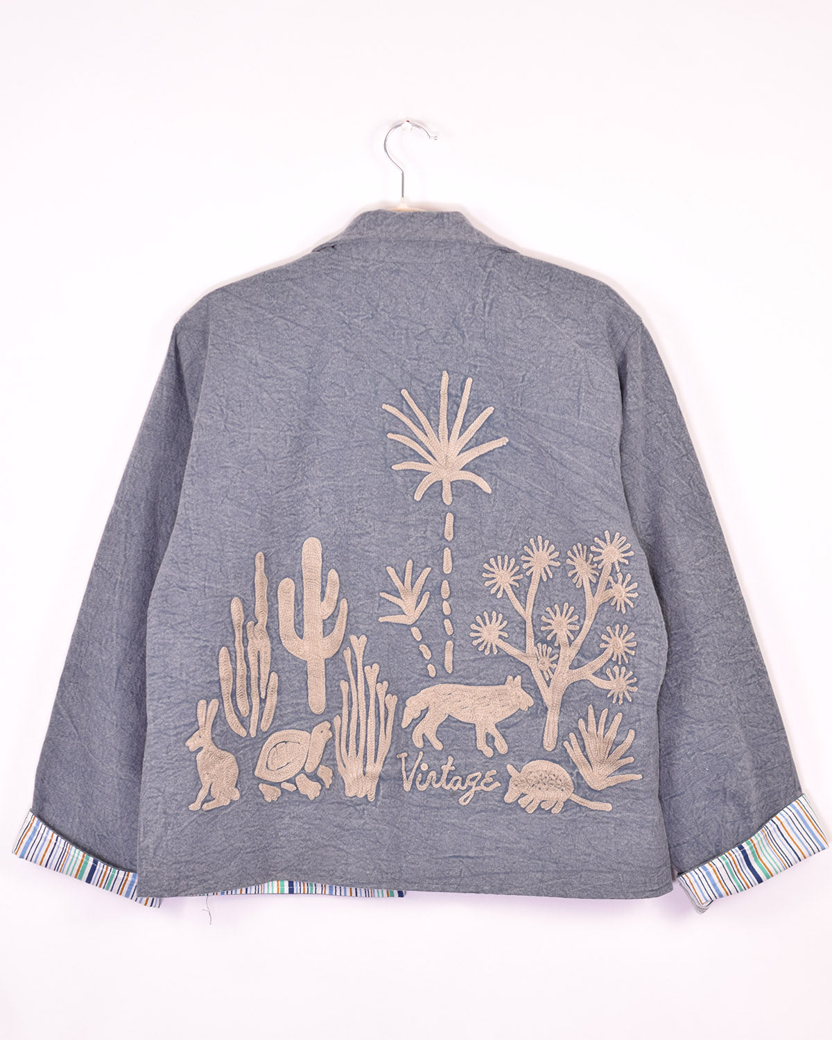 Lightweight "Vintage Outlaw" Canvas Embroidered Jacket - Blue image 2