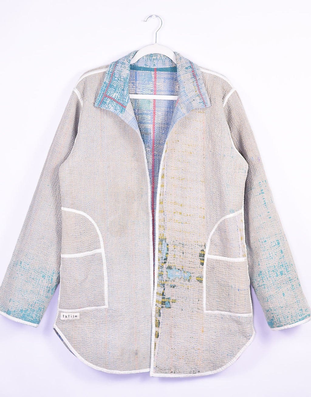 Frankie Long Quilted Reversible Patchwork Kantha Jacket -11 image 2
