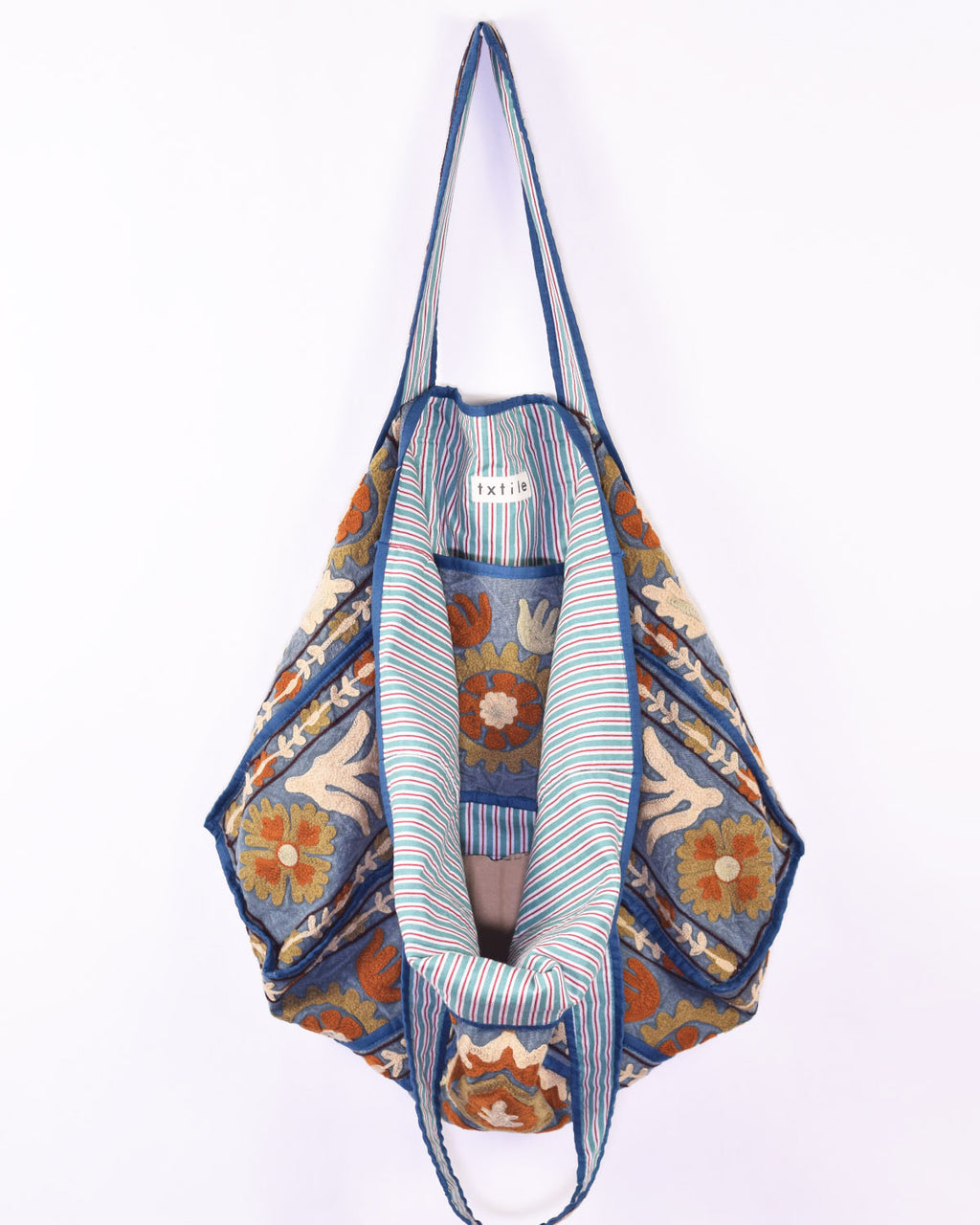 Canvas Suzani Embroidered Oversized Tote Bag - 06 image 1