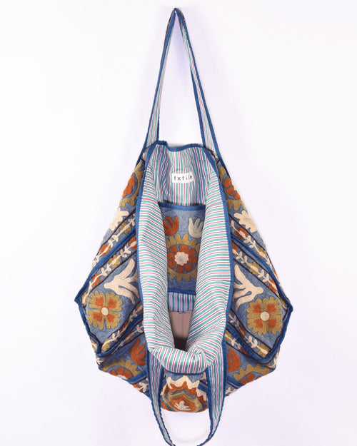 Canvas Suzani Embroidered Oversized Tote Bag - 06 image 1