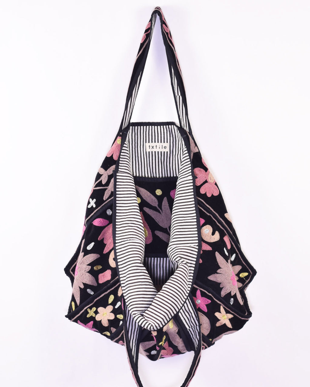 Velvet Suzani Embroidered Oversized Tote Bag - 08 image 1