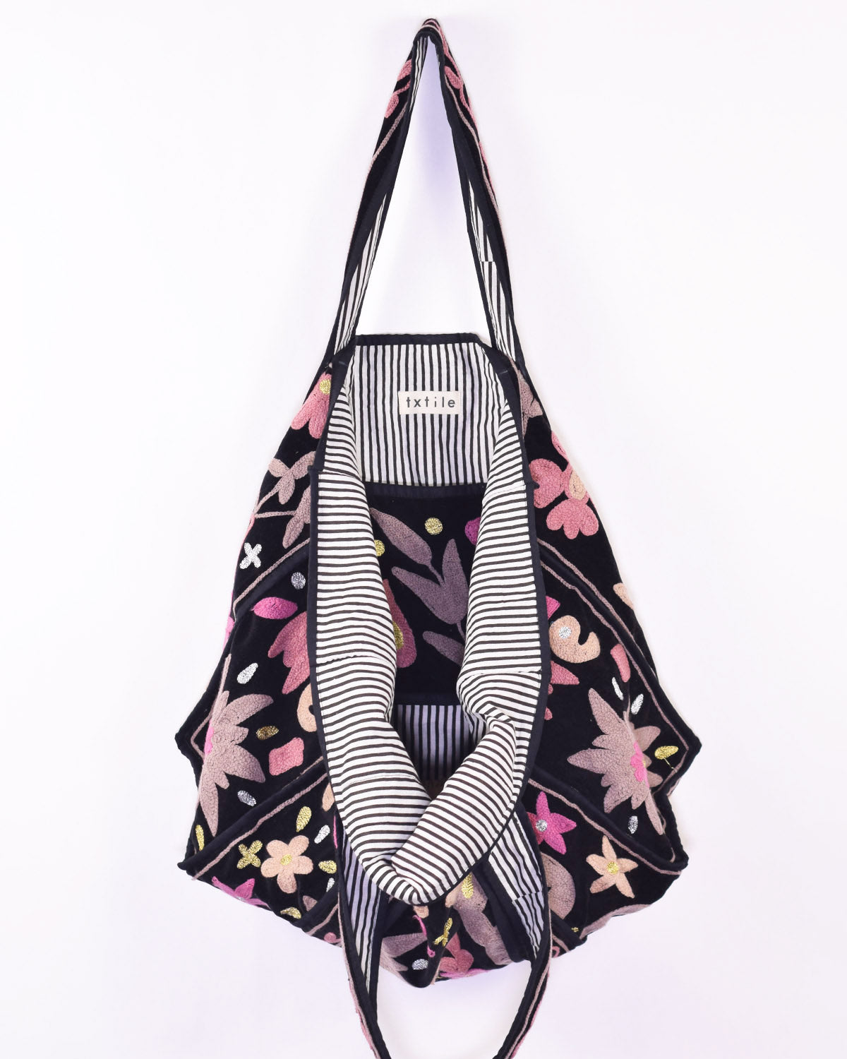 Velvet Suzani Embroidered Oversized Tote Bag - 08 image 1