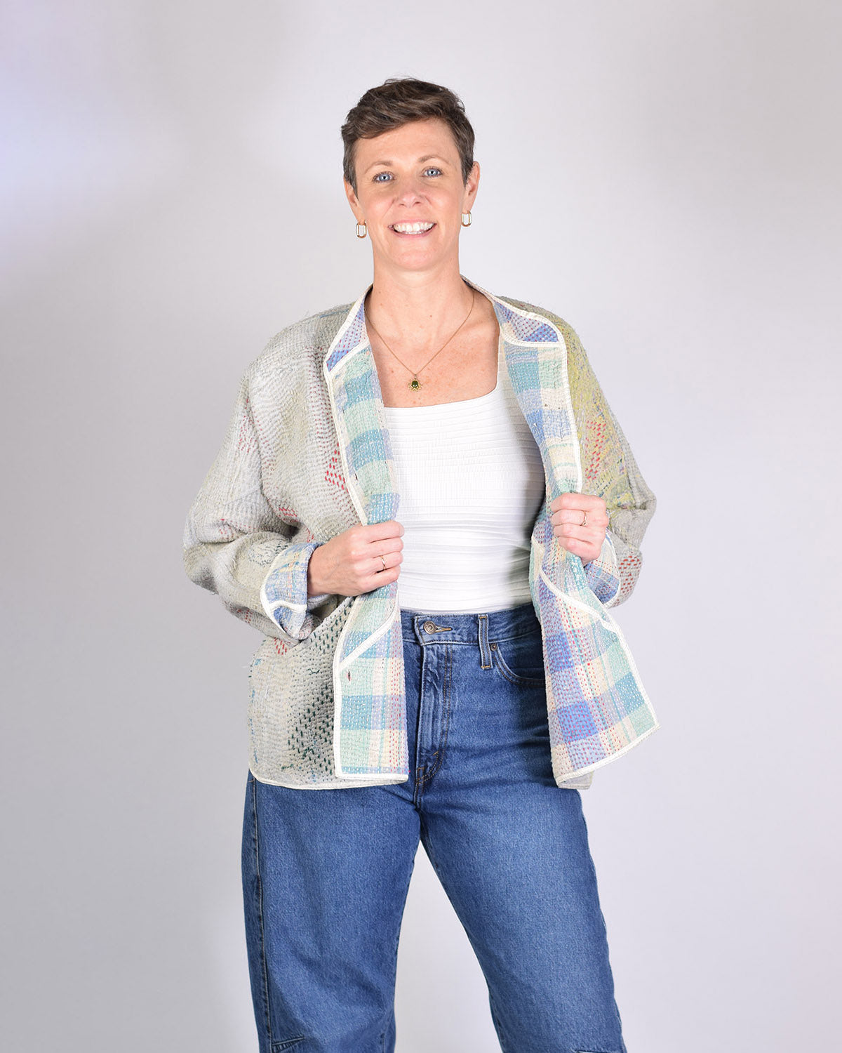 Charlie Quilted Reversible Patchwork Kantha Jacket - 02 image 0