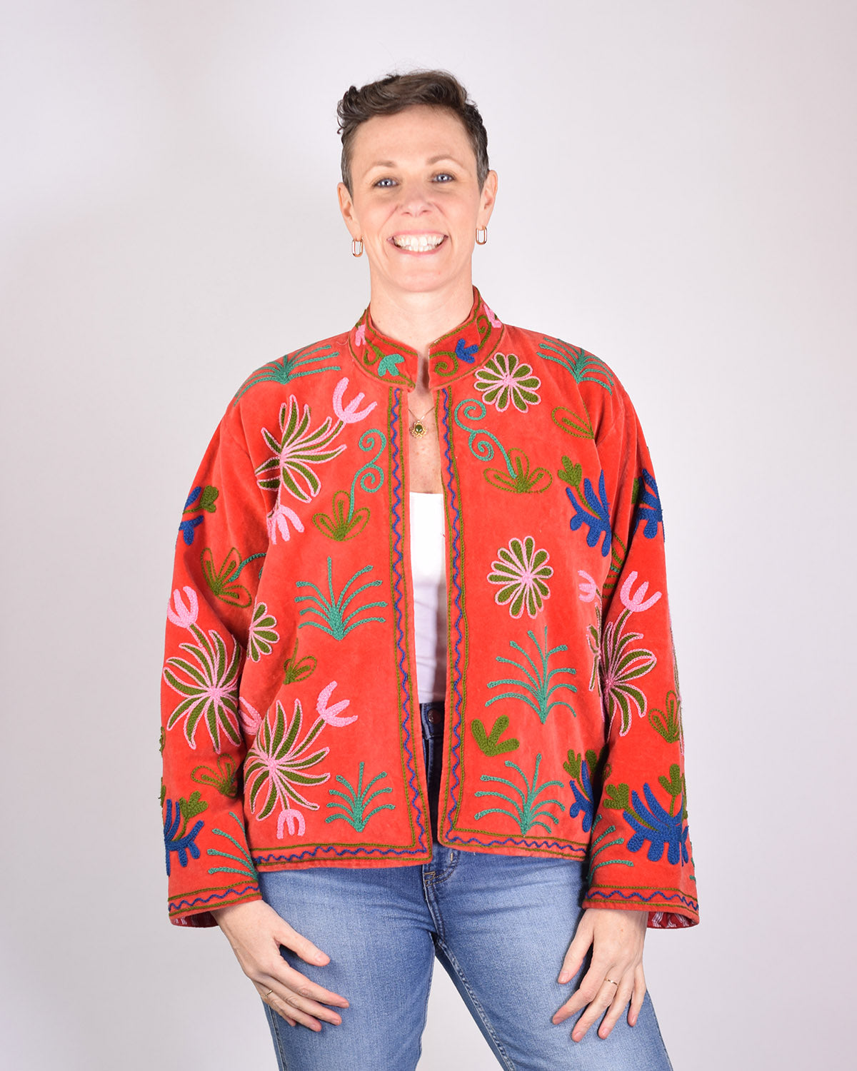 Leopard Jungle Embroidered Velvet Jacket - 04 image 1