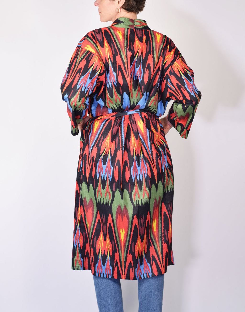 Lightweight Ikat Cotton Robe - Dark Matter image 5