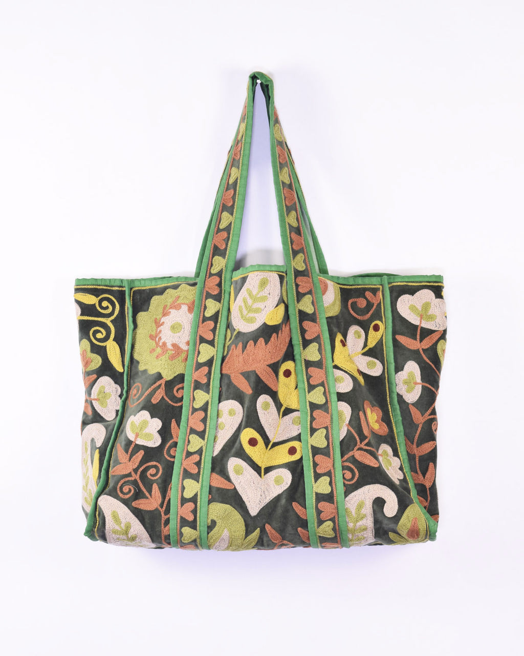 Velvet Suzani Embroidered Oversized Tote Bag - 09 image 0