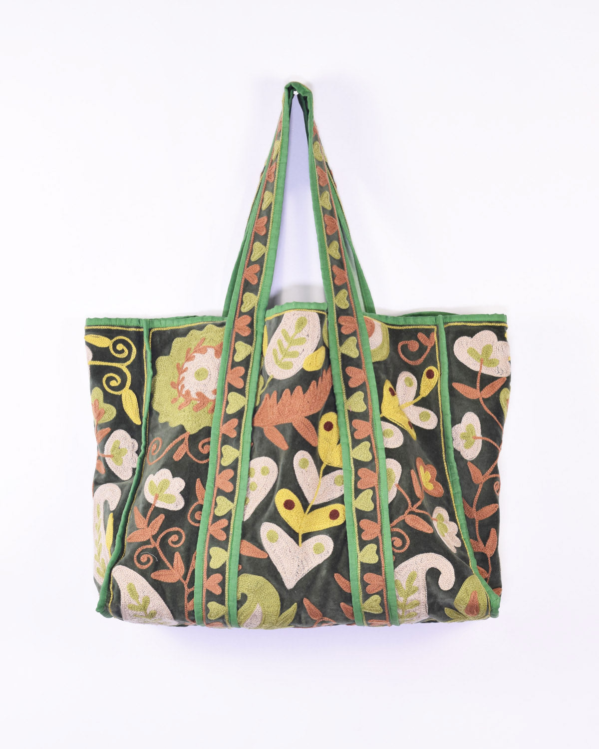 Velvet Suzani Embroidered Oversized Tote Bag - 09 image 0