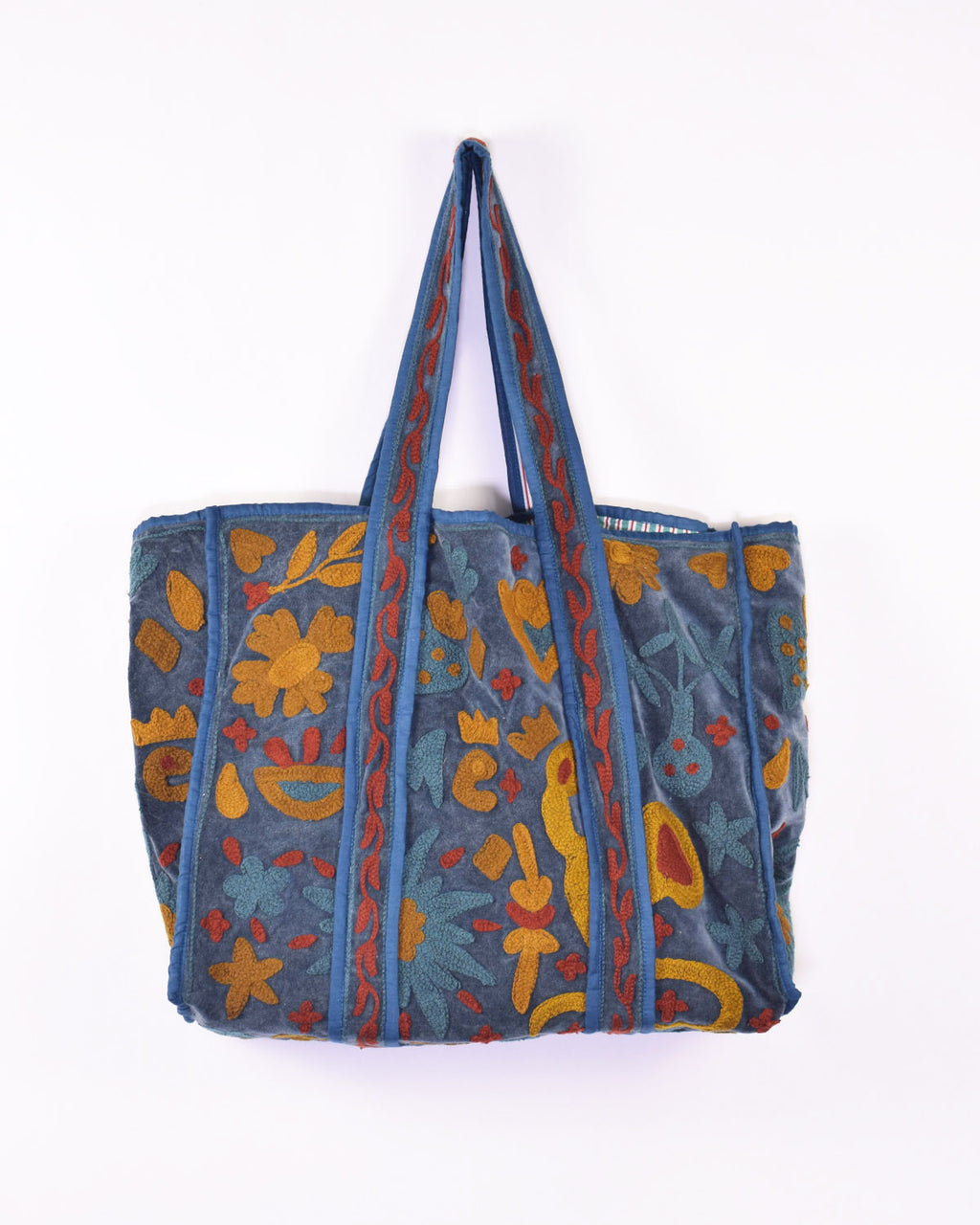 Velvet Suzani Embroidered Oversized Tote Bag - 06 image 0