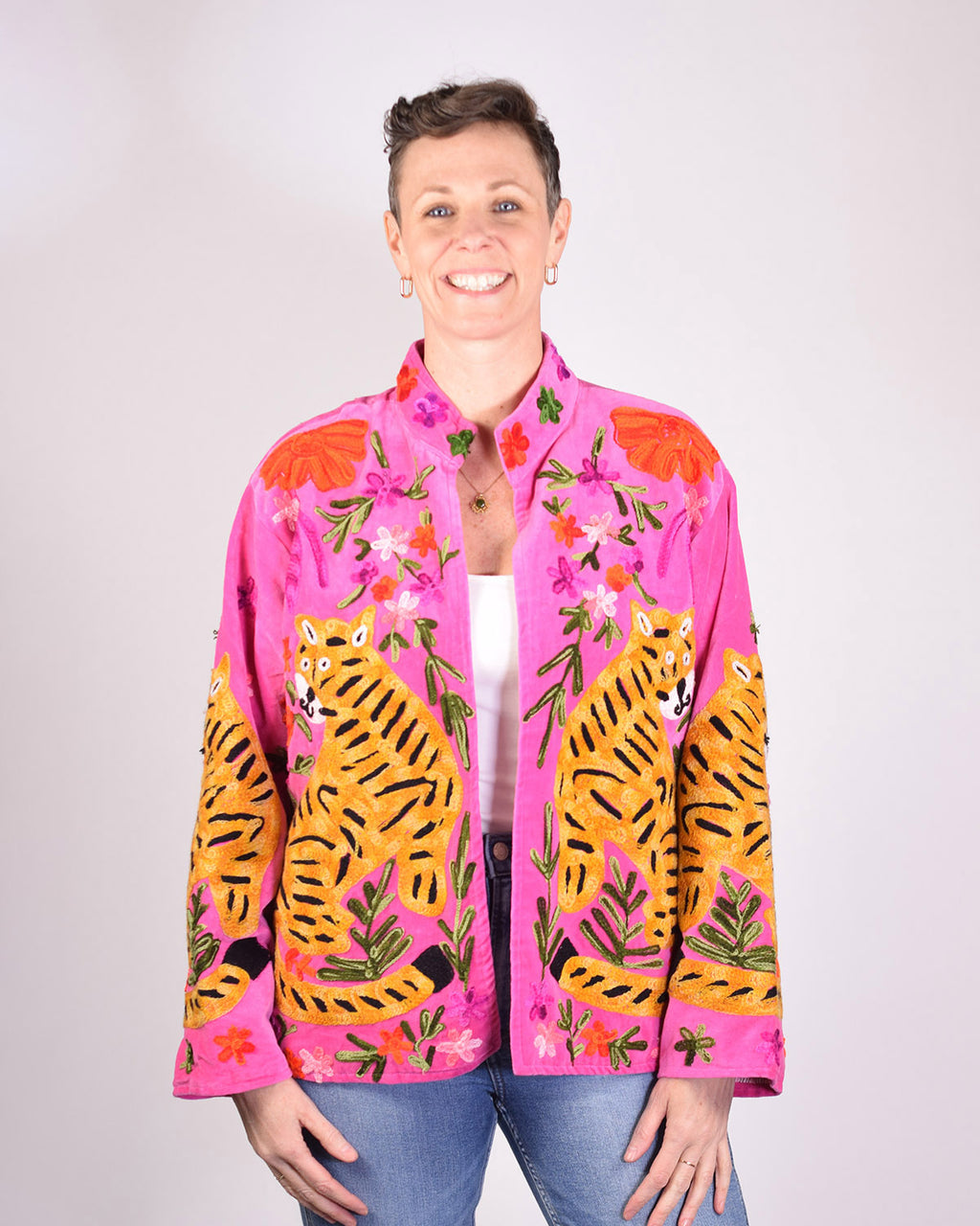 Tiger Tribe Embroidered Velvet Jacket - 02 image 1
