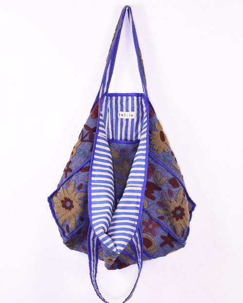 Canvas Suzani Embroidered Oversized Tote Bag - 07 image 0