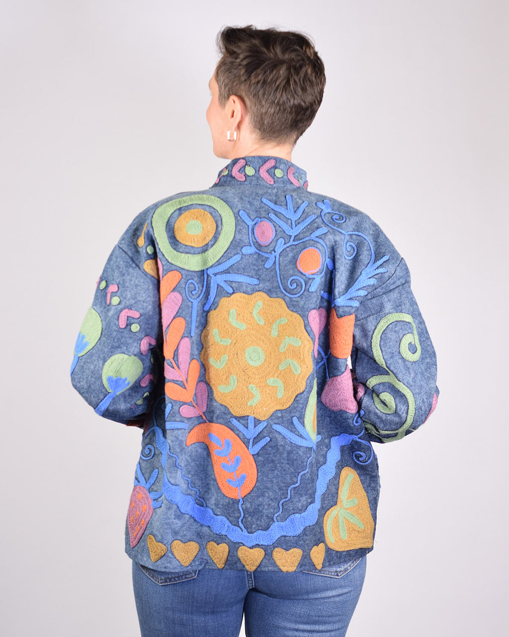 Denim Suzani Embroidered Jacket - 03 image 1