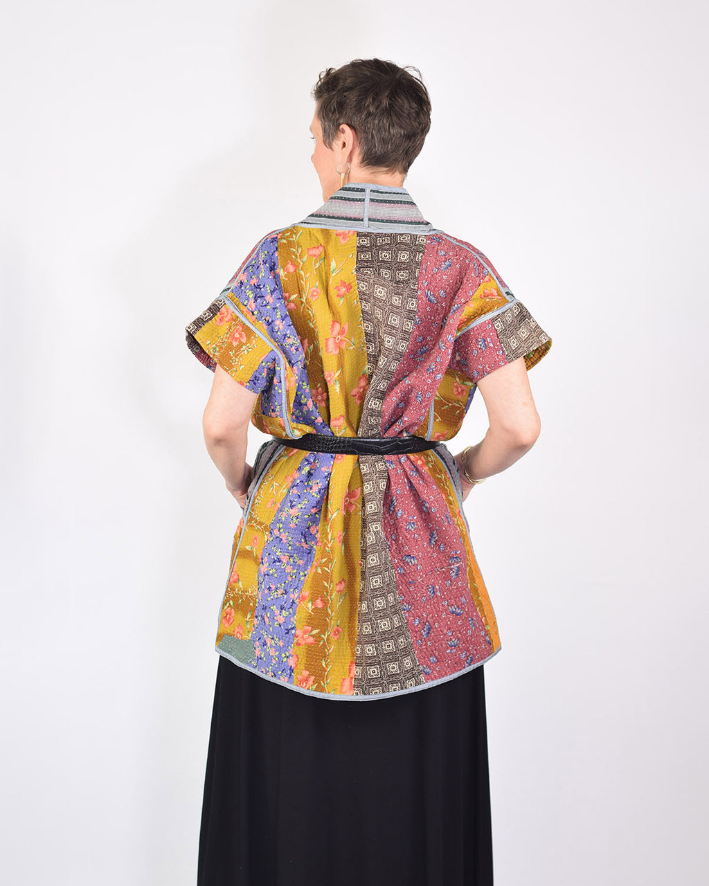 Maddie Cape - Reversible Jacket/Vest - Repurposed Kantha Quilts -03 image 11