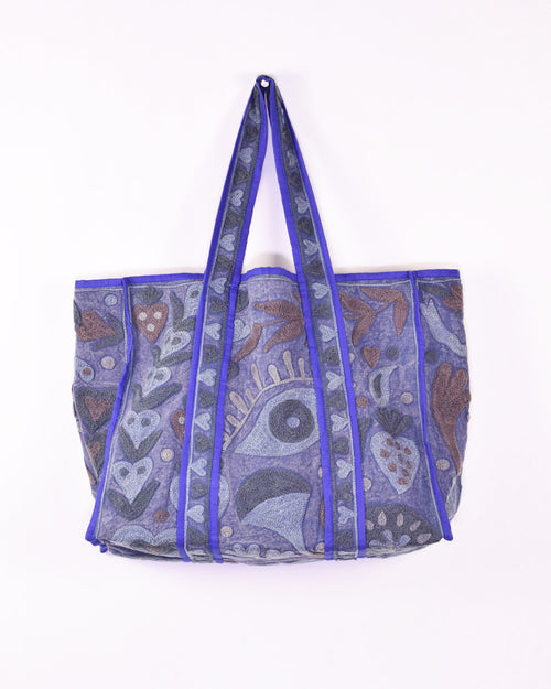 Canvas Suzani Embroidered Oversized Tote Bag - 02 image 0