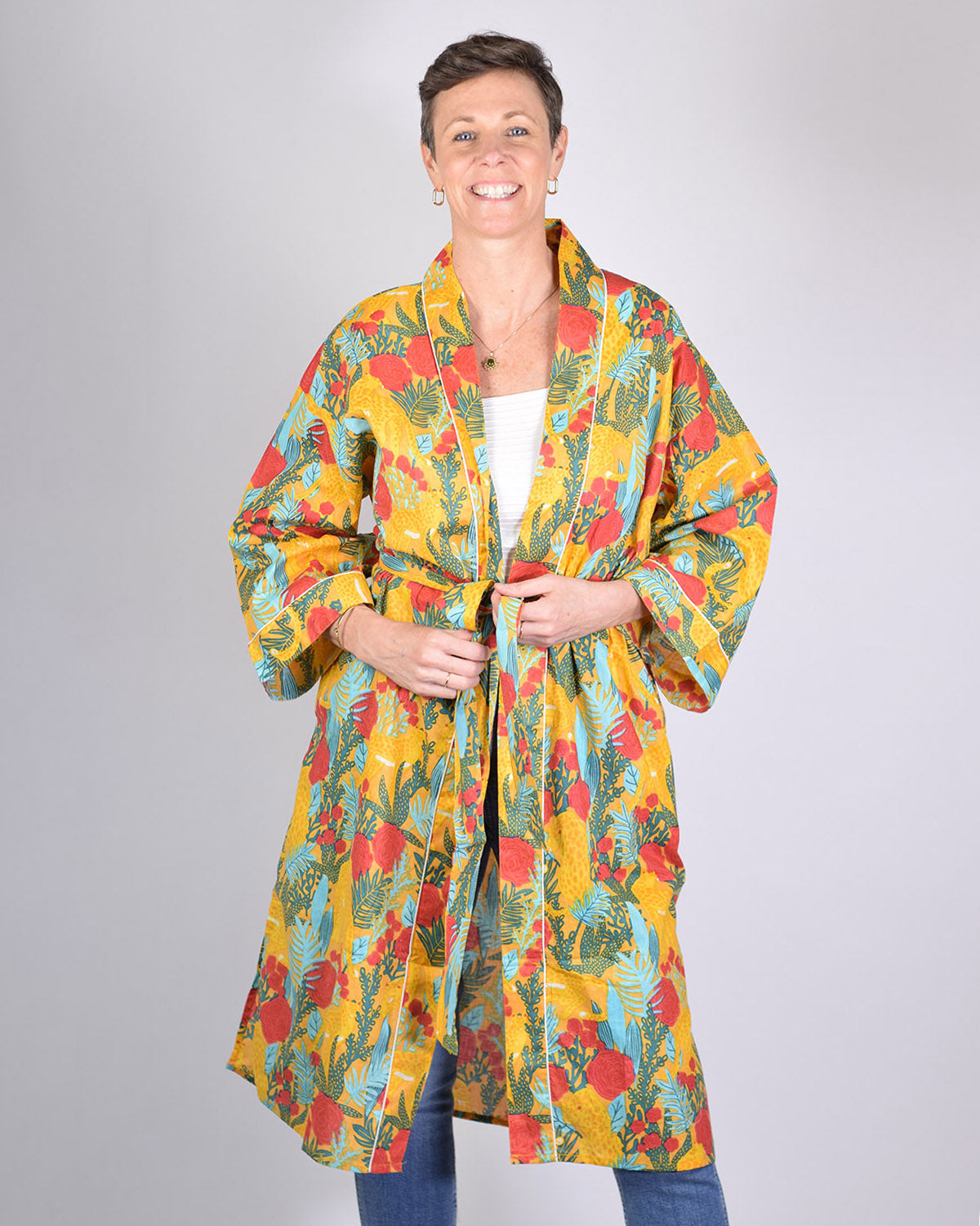 Lightweight Cotton Robe / Kimono - Morning Jungle image 0