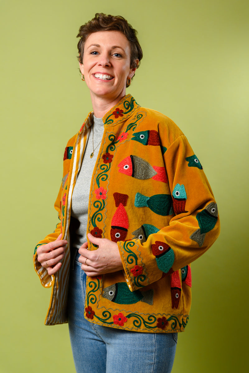 Coastal Dream Embroidered Velvet Jacket - 01 image 2