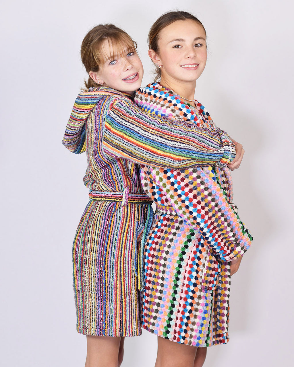 KIDS Organic Turkish Cotton Plush Terry Cloth Robe - Rainbow Checkered image 7